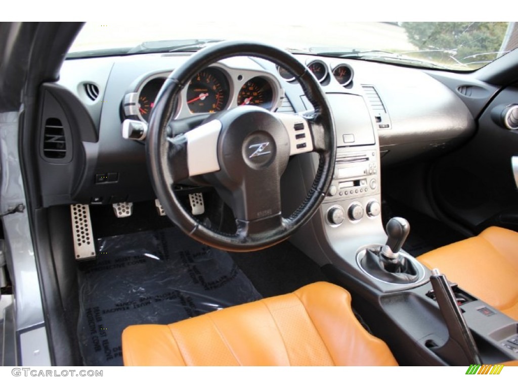 2003 350Z Touring Coupe - Silverstone Metallic / Burnt Orange/Carbon Black photo #60