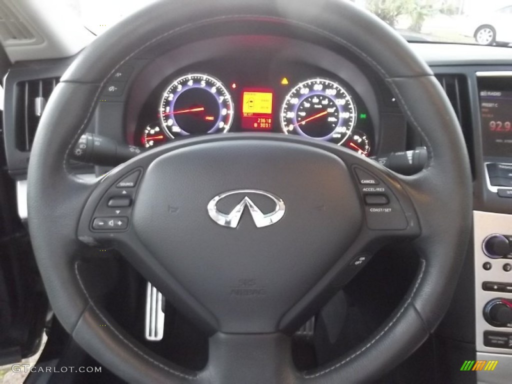 2009 Infiniti G 37 S Sport Coupe Graphite Steering Wheel Photo #75692031