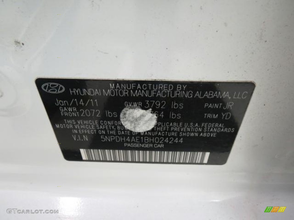 2011 Elantra GLS - Polar White / Beige photo #10