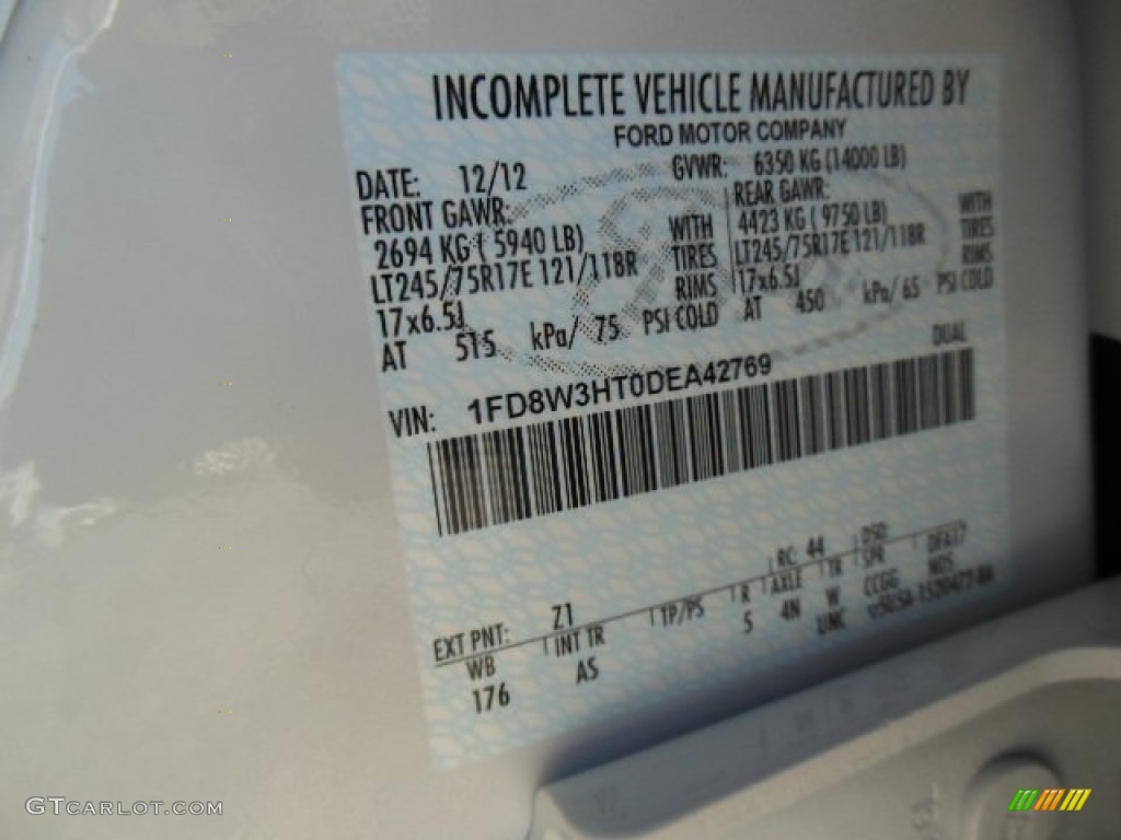 2013 F350 Super Duty Color Code Z1 for Oxford White Photo #75703296