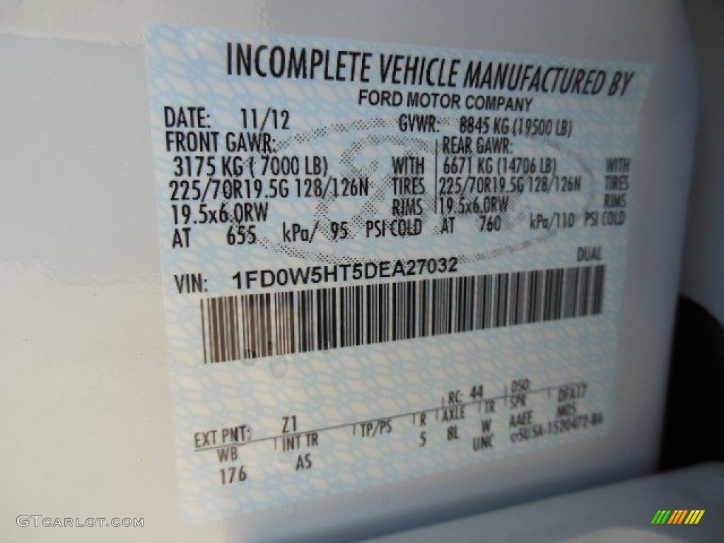 2013 F550 Super Duty Color Code Z1 for Oxford White Photo #75704238