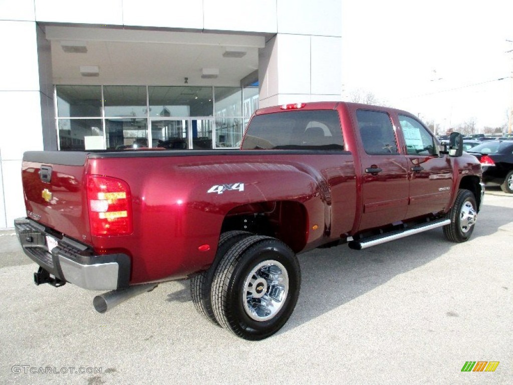Deep Ruby Metallic 2013 Chevrolet Silverado 3500HD LT Crew Cab 4x4 Dually Exterior Photo #75706290