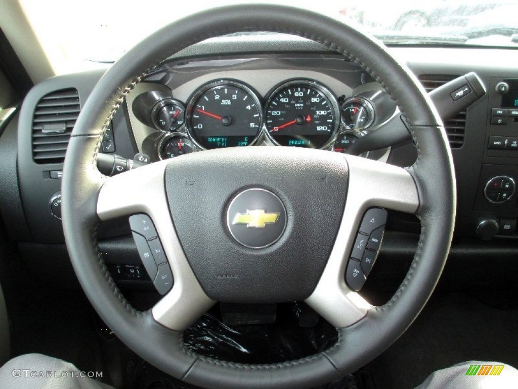 2013 Chevrolet Silverado 3500HD LT Crew Cab 4x4 Dually Ebony Steering Wheel Photo #75706500