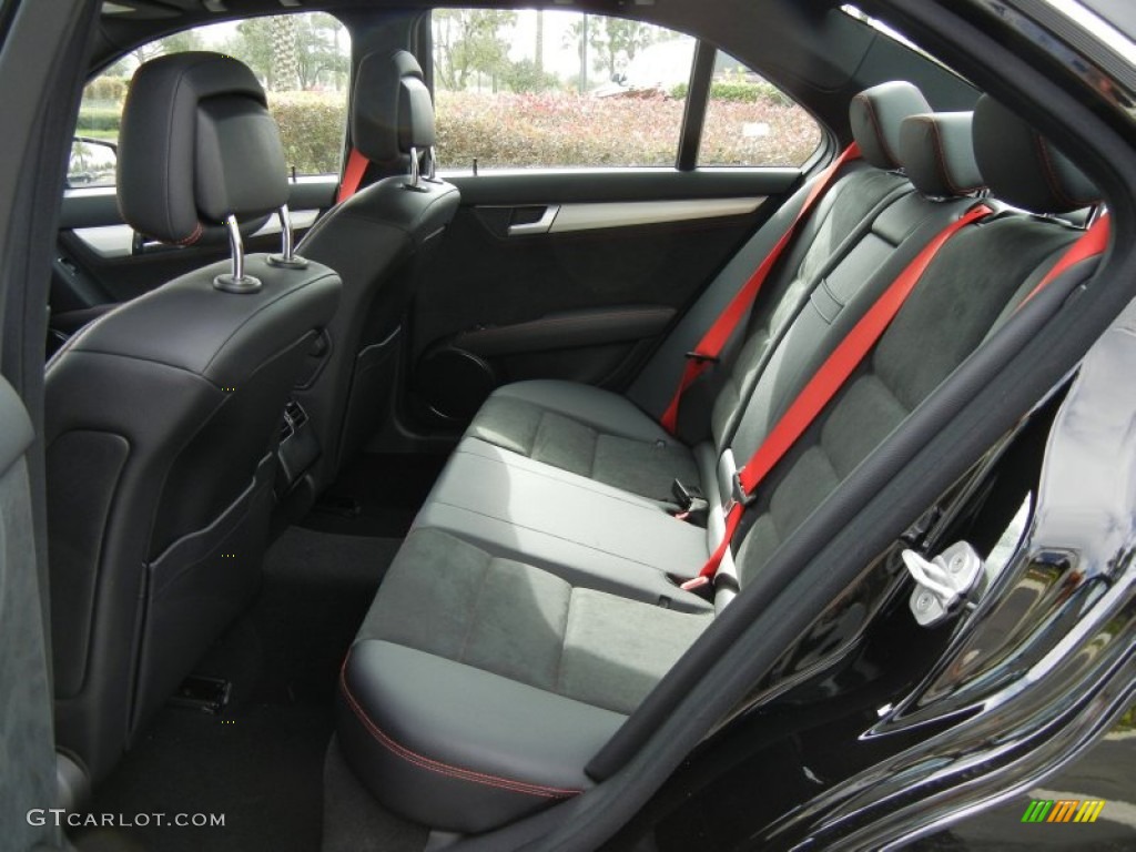 Black/Red Stitch w/DINAMICA Inserts Interior 2013 Mercedes-Benz C 250 Sport Photo #75707019