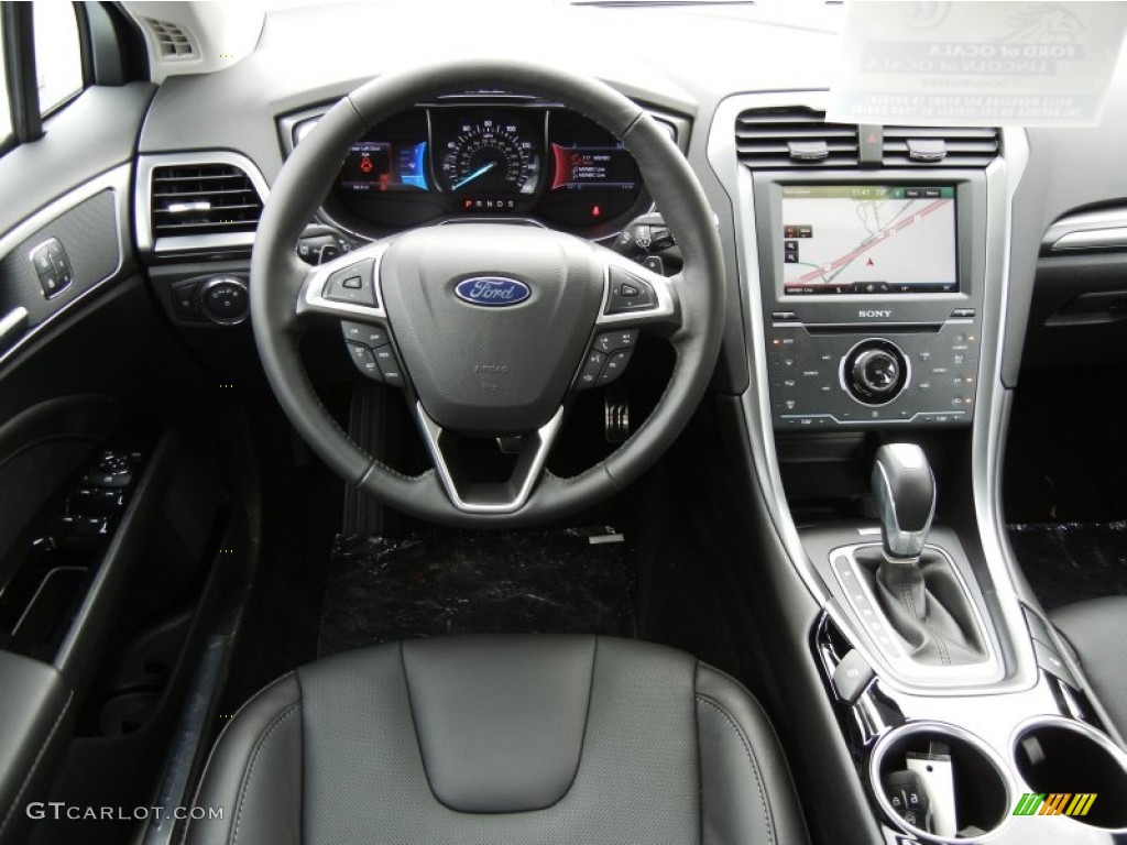 2013 Ford Fusion Titanium Charcoal Black Dashboard Photo #75709310