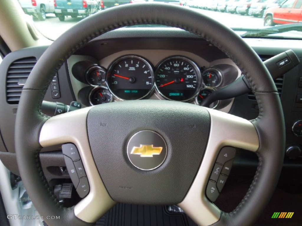 2013 Chevrolet Silverado 2500HD LT Extended Cab 4x4 Ebony Steering Wheel Photo #75711414