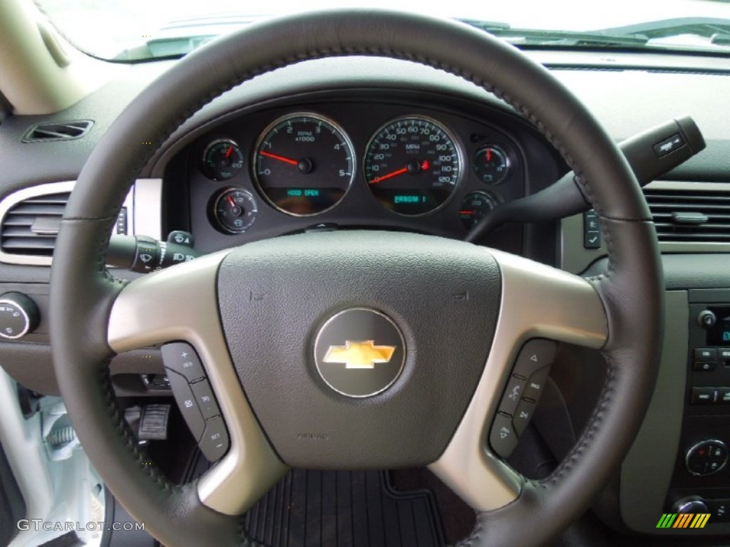 2013 Chevrolet Silverado 3500HD LTZ Crew Cab 4x4 Ebony Steering Wheel Photo #75712251