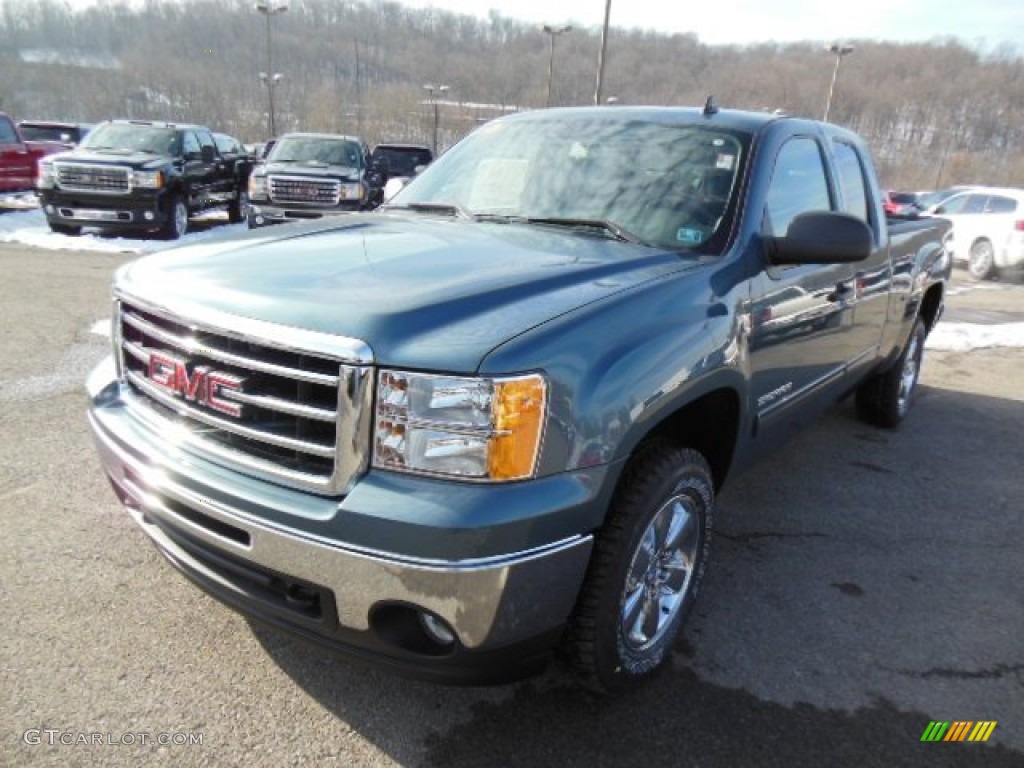 2013 Sierra 1500 SLE Extended Cab 4x4 - Stealth Gray Metallic / Ebony photo #2