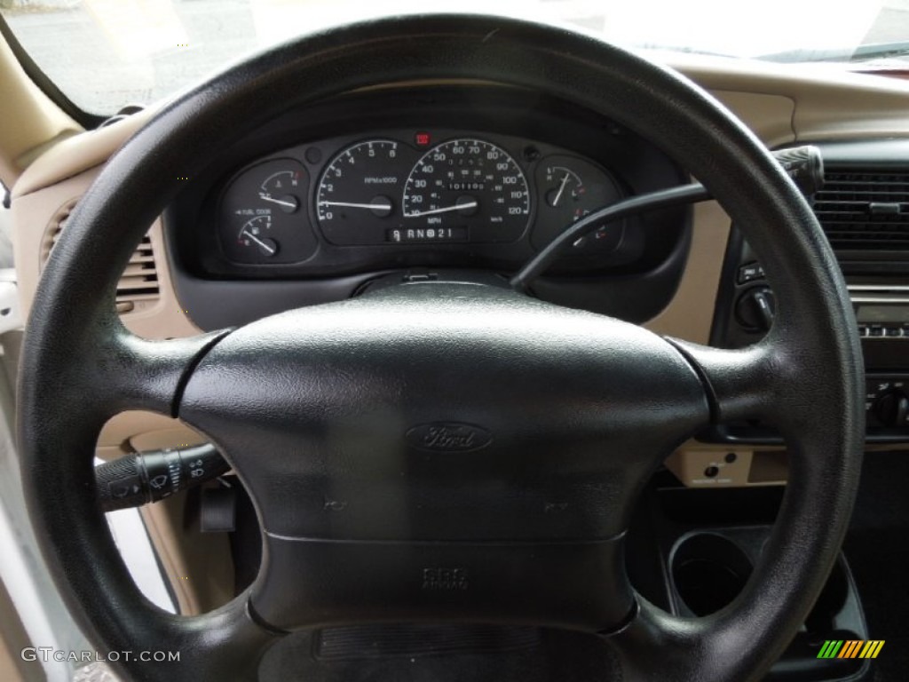 2000 Ford Ranger XL Regular Cab 4x4 Medium Prairie Tan Steering Wheel Photo #75718284
