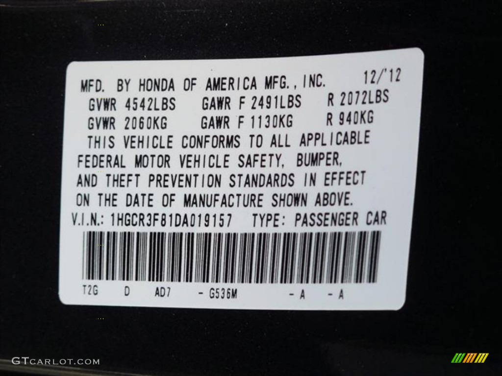 2013 Accord EX-L V6 Sedan - Hematite Metallic / Black photo #10