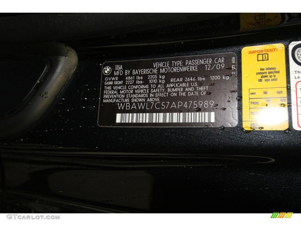 2010 3 Series 335i Convertible - Black Sapphire Metallic / Black photo #10