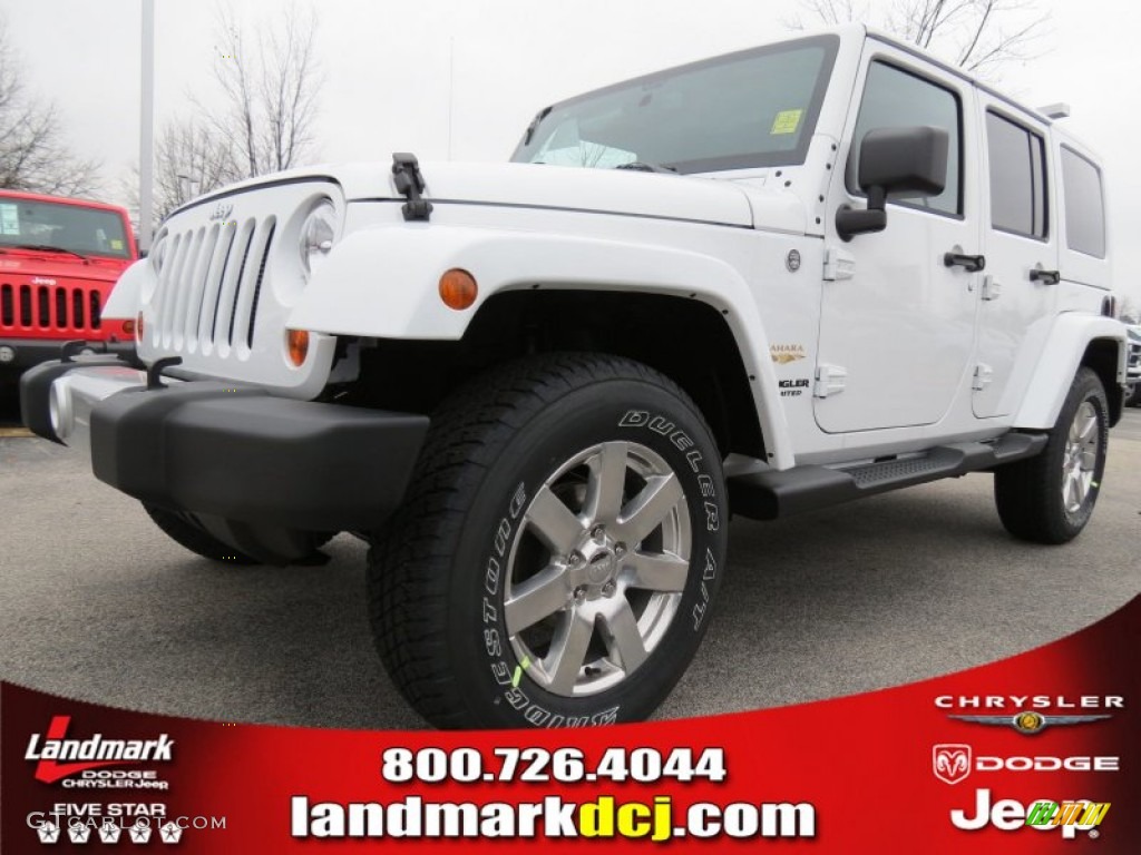 2013 Wrangler Unlimited Sahara 4x4 - Bright White / Black photo #1