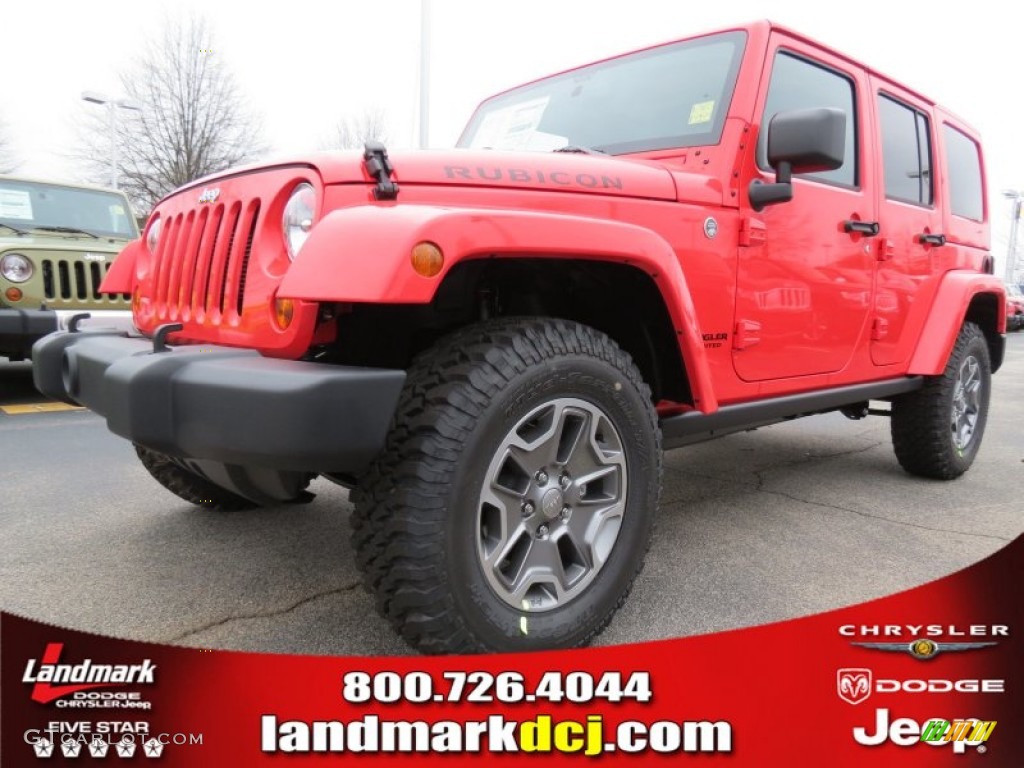 2013 Wrangler Unlimited Rubicon 4x4 - Rock Lobster Red / Black photo #1