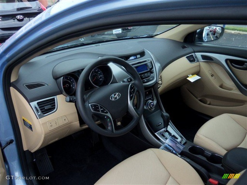 2013 Elantra GLS - Blue Sky Metallic / Beige photo #8