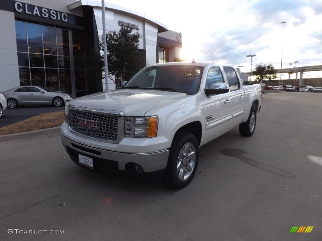 2013 Sierra 1500 SLE Crew Cab - White Diamond Tricoat / Ebony photo #1