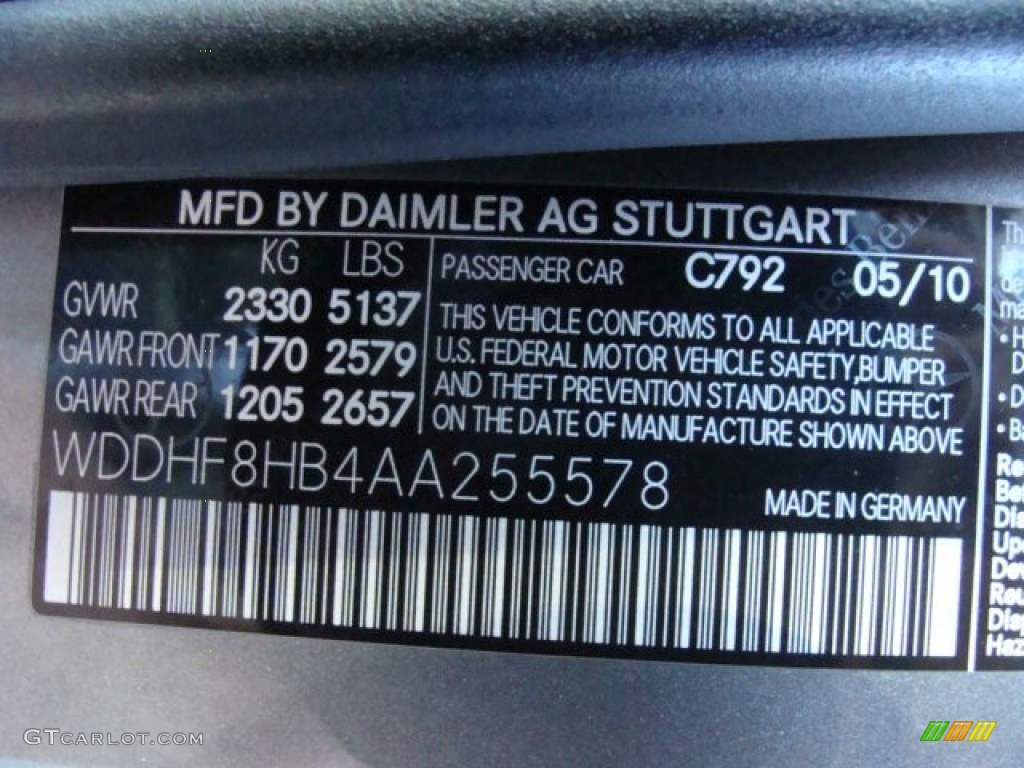 2010 E Color Code 792 for Palladium Silver Metallic Photo #75737825