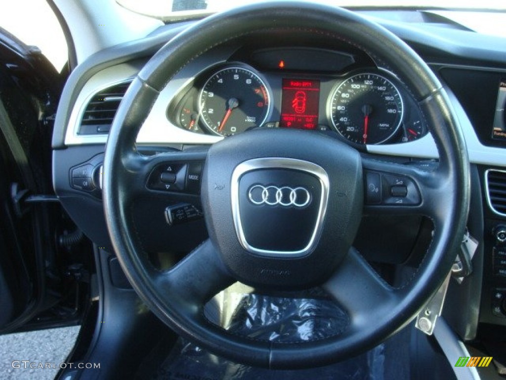 2009 Audi A4 3.2 quattro Sedan Black Steering Wheel Photo #75738511
