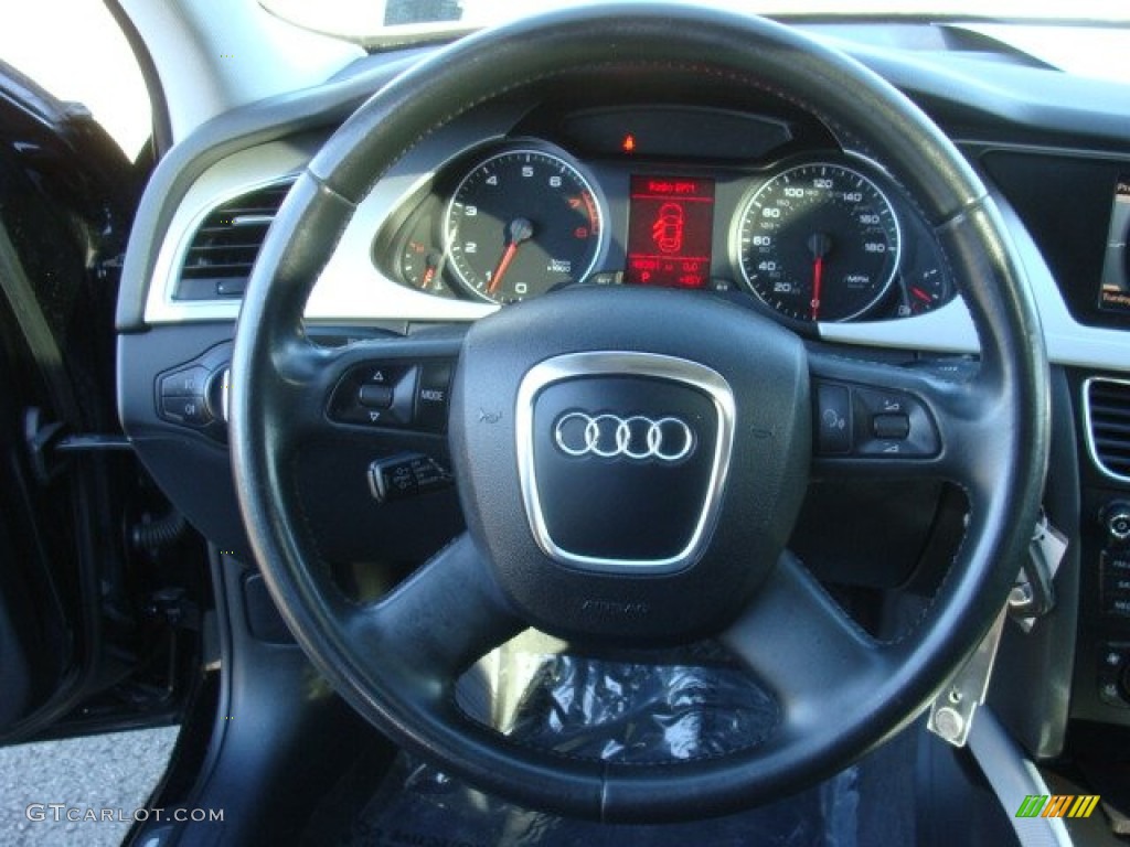 2009 Audi A4 3.2 quattro Sedan Black Steering Wheel Photo #75738511