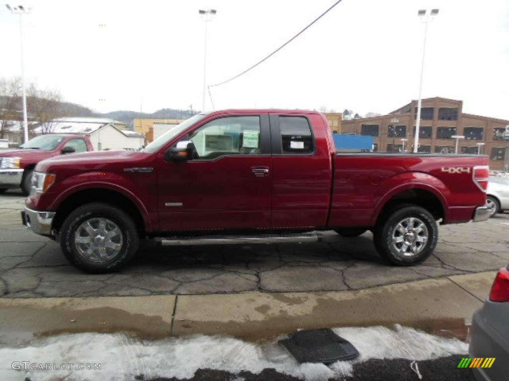 2013 F150 Lariat SuperCab 4x4 - Ruby Red Metallic / Adobe photo #5