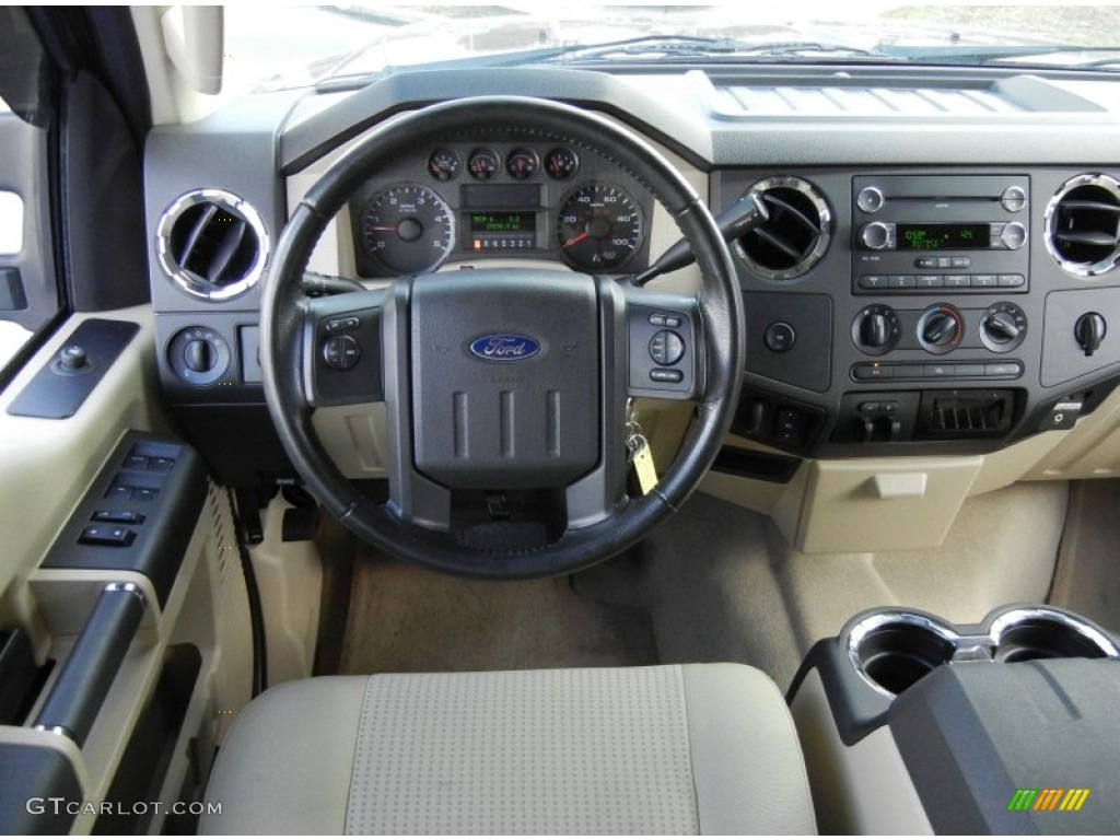 2010 Ford F250 Super Duty XLT Crew Cab Camel Steering Wheel Photo #75751001