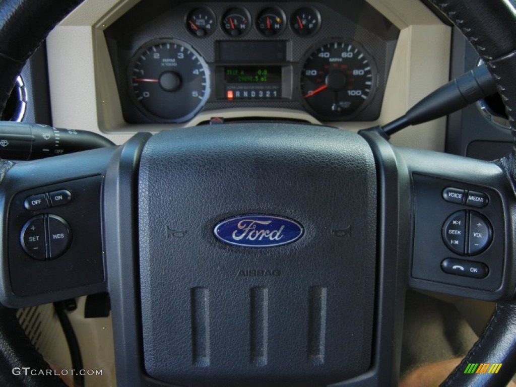 2010 Ford F250 Super Duty XLT Crew Cab Camel Steering Wheel Photo #75751052