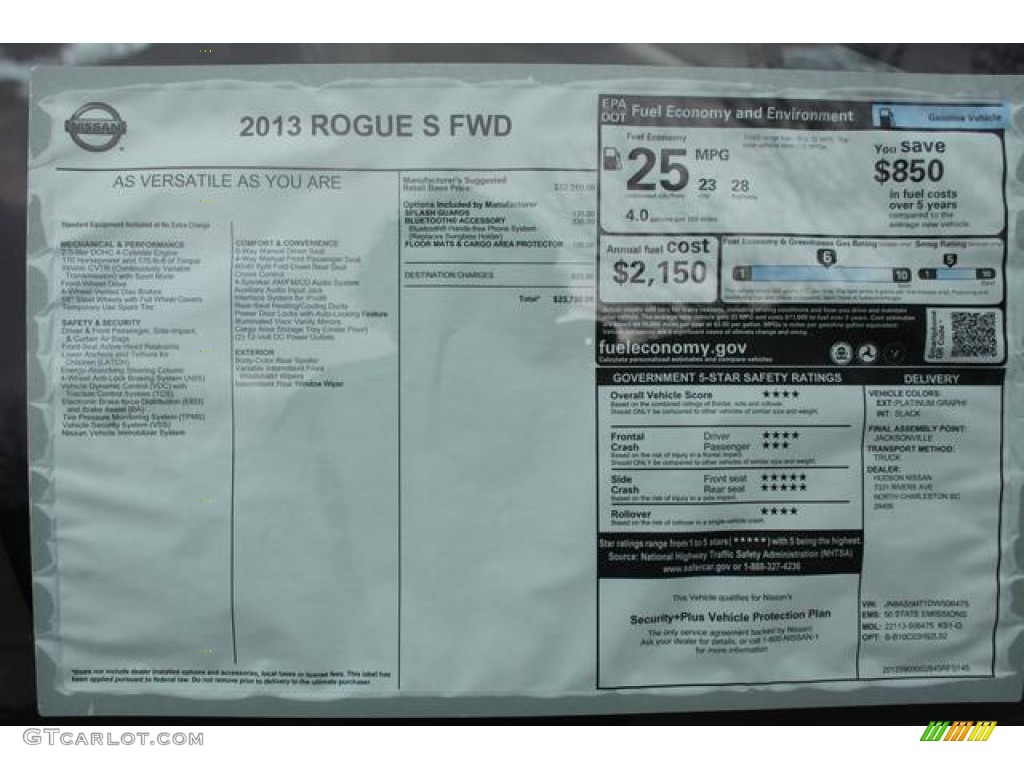 2013 Rogue S - Platinum Graphite / Black photo #2