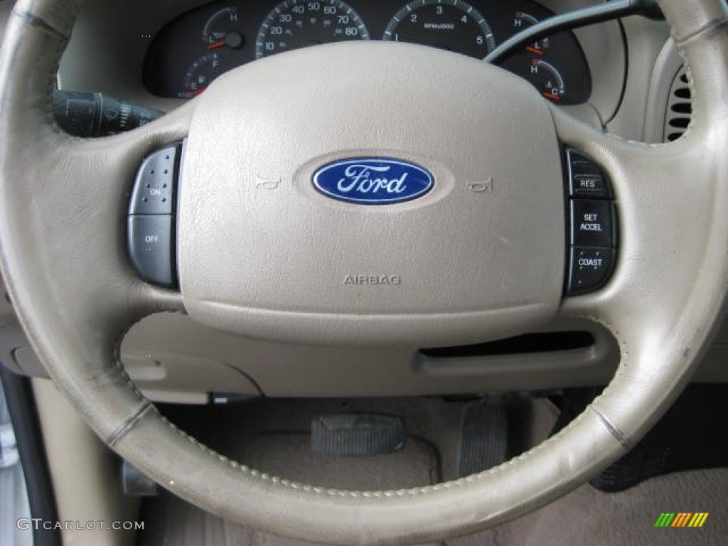 2003 Ford F150 Lariat SuperCab 4x4 Medium Parchment Beige Steering Wheel Photo #75762860