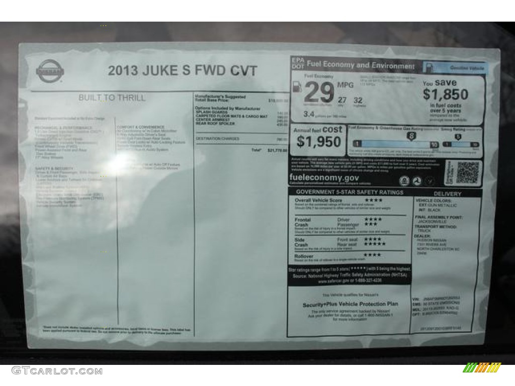 2013 Nissan Juke S Window Sticker Photo #75763687
