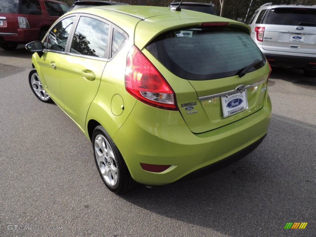 2011 Fiesta SES Hatchback - Lime Squeeze Metallic / Charcoal Black Leather photo #16