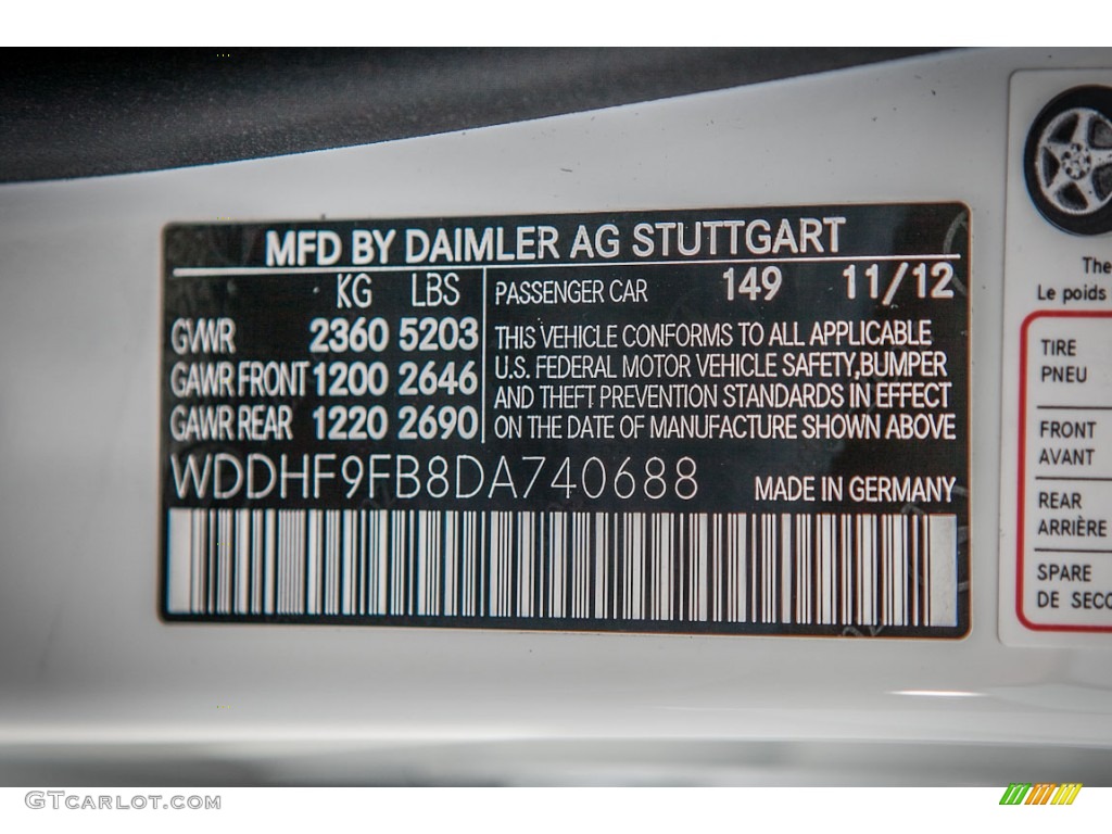 2013 Mercedes-Benz E 400 Hybrid Sedan Color Code Photos