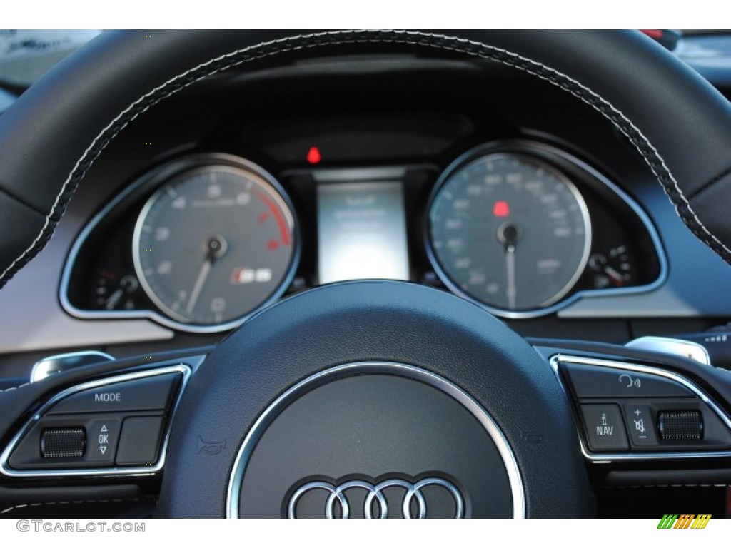 2013 Audi S5 3.0 TFSI quattro Convertible Black Steering Wheel Photo #75765003