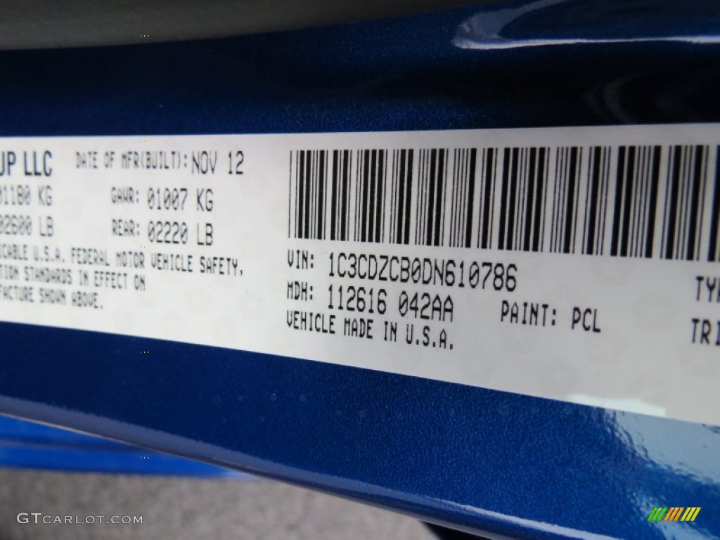 2013 Avenger Color Code PCL for Blue Streak Pearl Photo #75765910