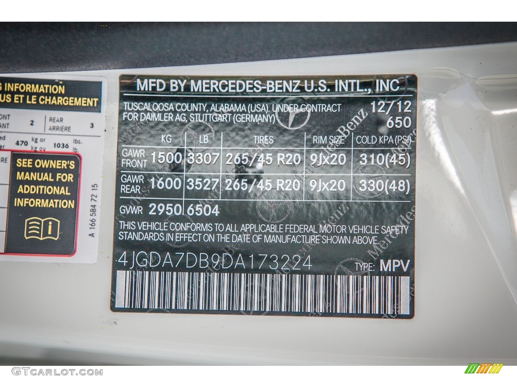 2013 ML Color Code 650 for Arctic White Photo #75766313