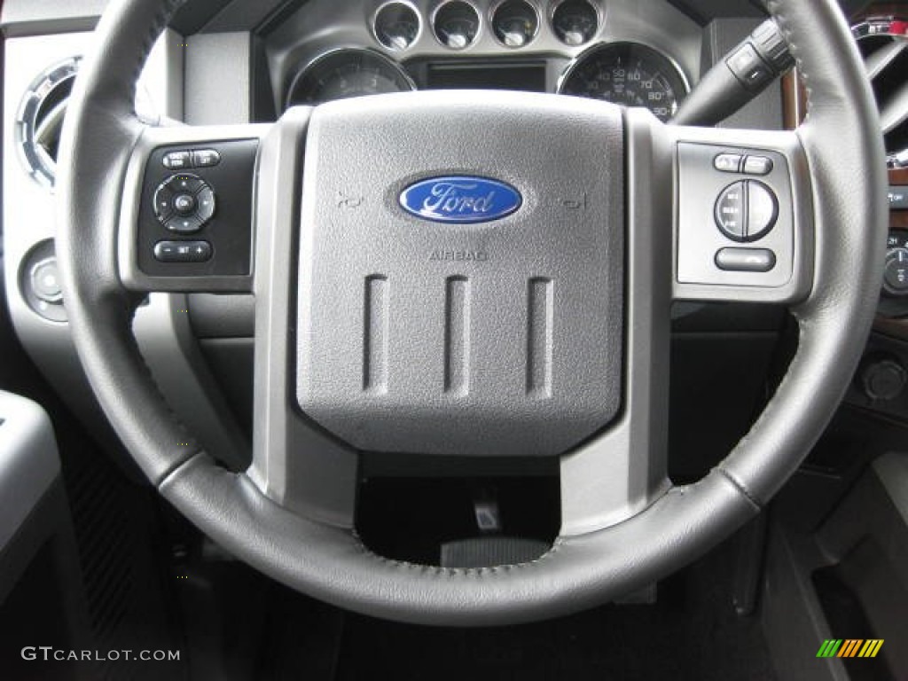 2013 Ford F350 Super Duty Lariat Crew Cab 4x4 Black Steering Wheel Photo #75767311