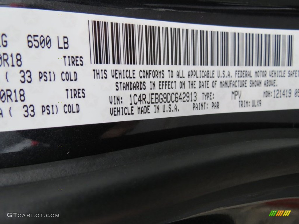 2013 Grand Cherokee Color Code PAR for Maximum Steel Metallic Photo #75768719