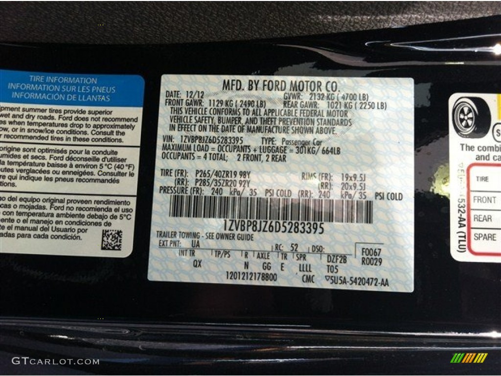 2013 Mustang Color Code UA for Black Photo #75772902