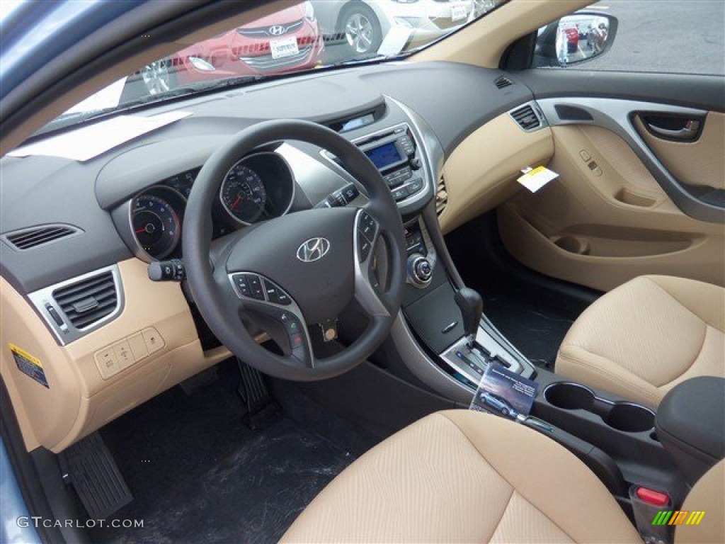 2013 Elantra GLS - Blue Sky Metallic / Beige photo #8