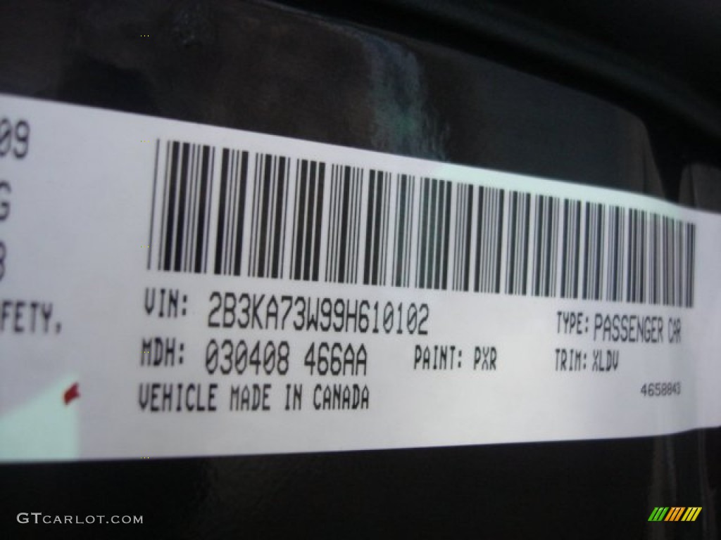 2009 Dodge Charger SRT-8 Color Code Photos