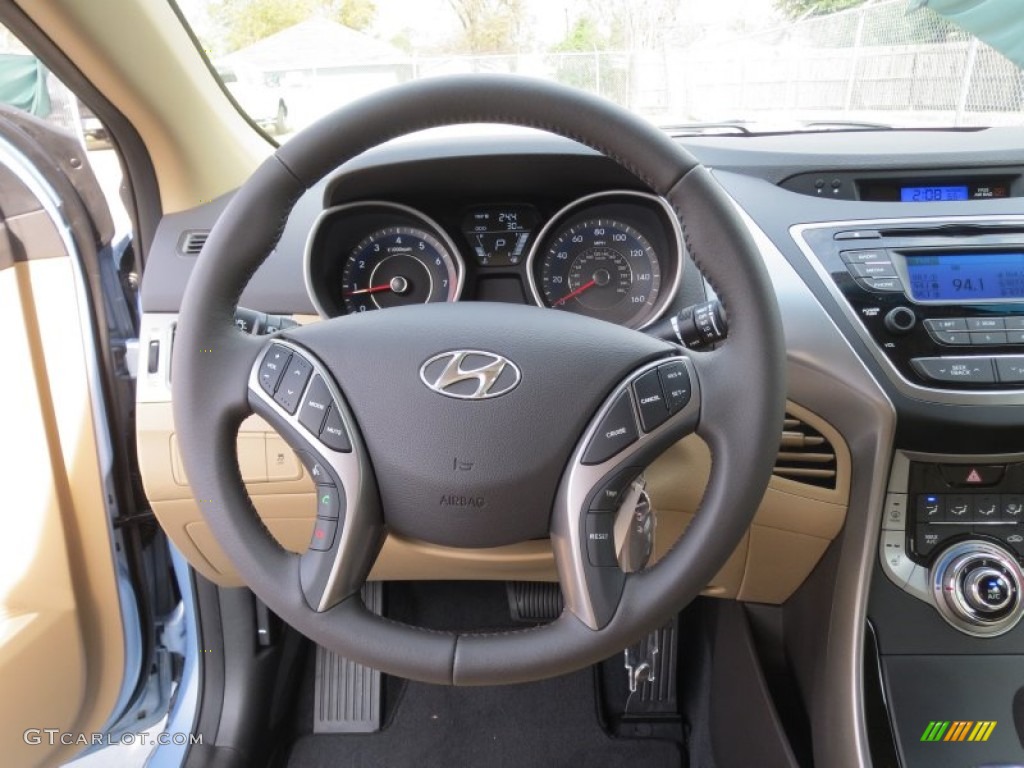 2013 Elantra Limited - Blue Sky Metallic / Beige photo #32