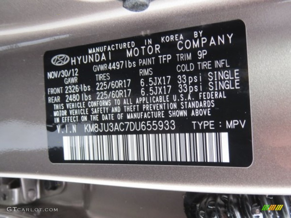 2013 Tucson Color Code TFP for Chai Bronze Photo #75777702
