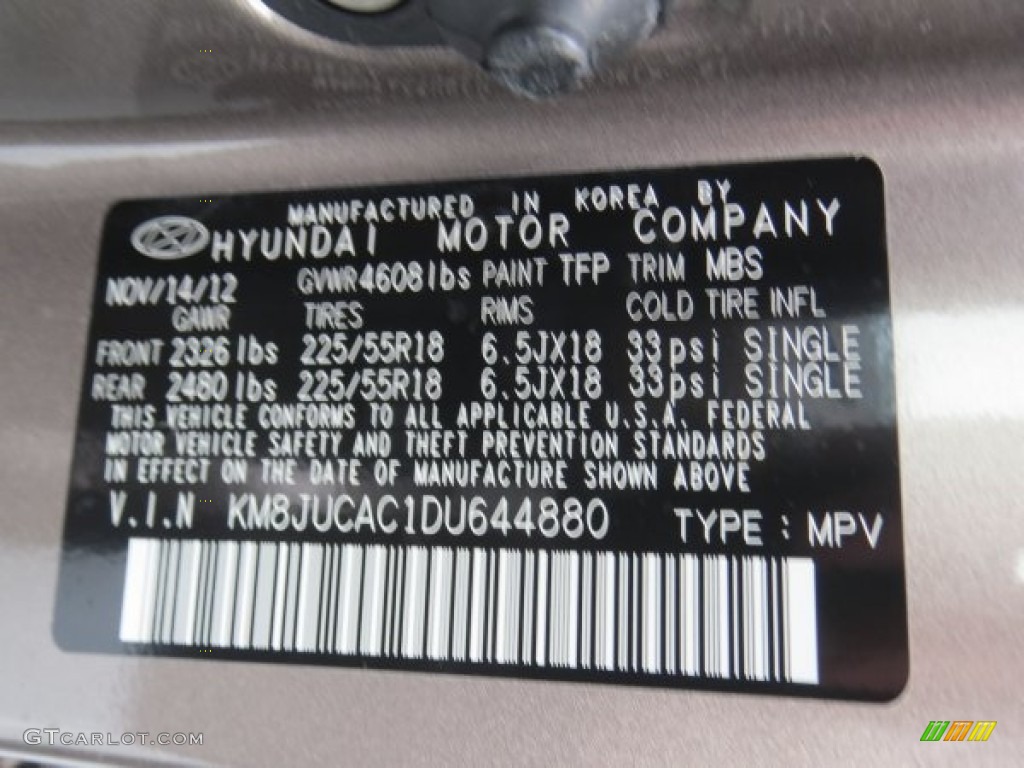 2013 Tucson Color Code TFP for Chai Bronze Photo #75779442