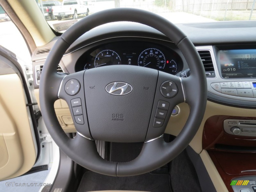 2013 Hyundai Genesis 3.8 Sedan Cashmere Steering Wheel Photo #75779855