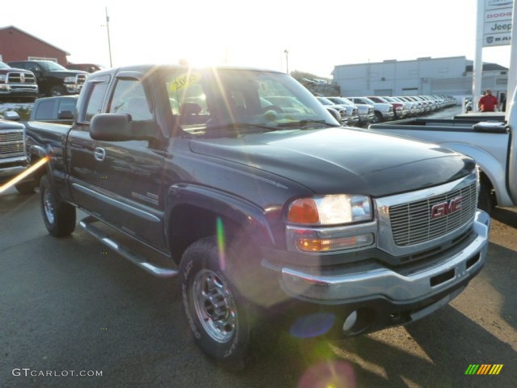 2005 Sierra 2500HD SLT Extended Cab 4x4 - Deep Blue Metallic / Dark Pewter photo #7