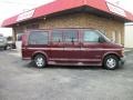 Dark Carmine Red Metallic 1999 Chevrolet Express 1500 Passenger Conversion Van Exterior