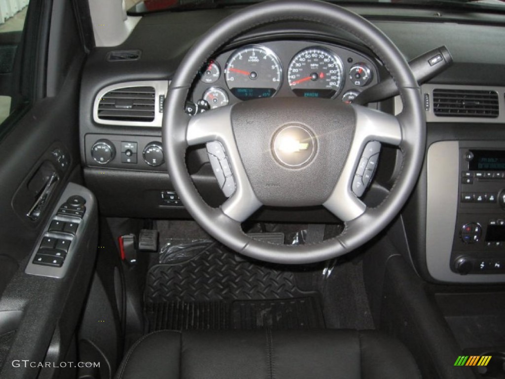 2013 Chevrolet Silverado 1500 LTZ Crew Cab 4x4 Ebony Steering Wheel Photo #75791125