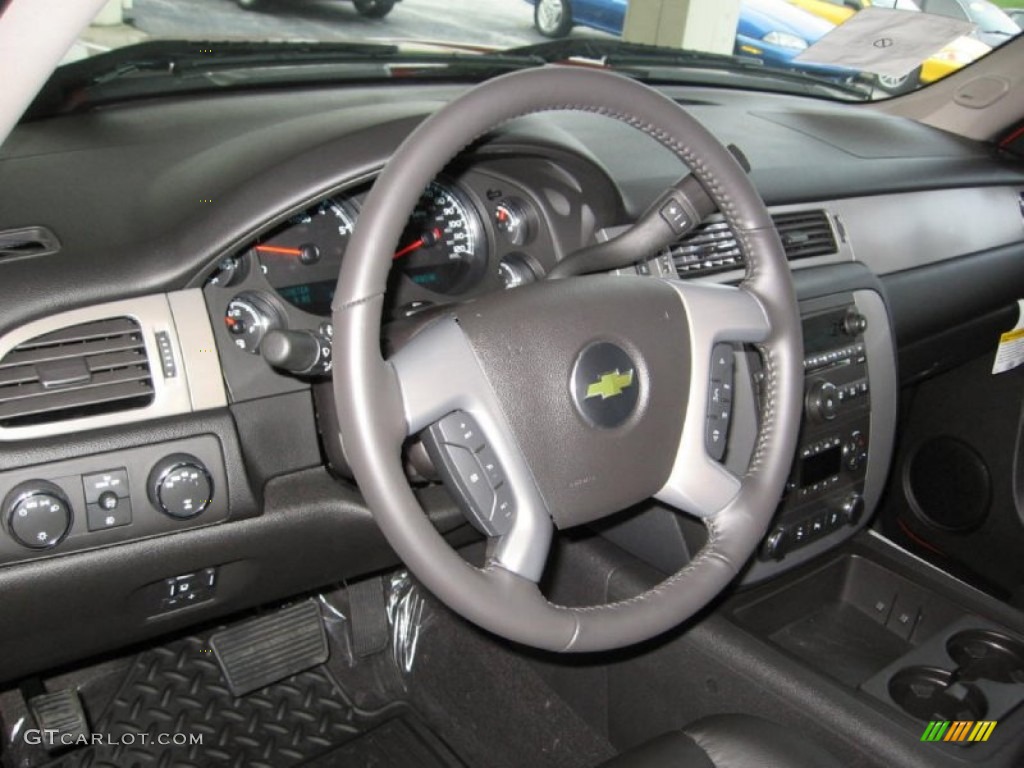 2013 Chevrolet Silverado 1500 LTZ Crew Cab 4x4 Ebony Steering Wheel Photo #75791245