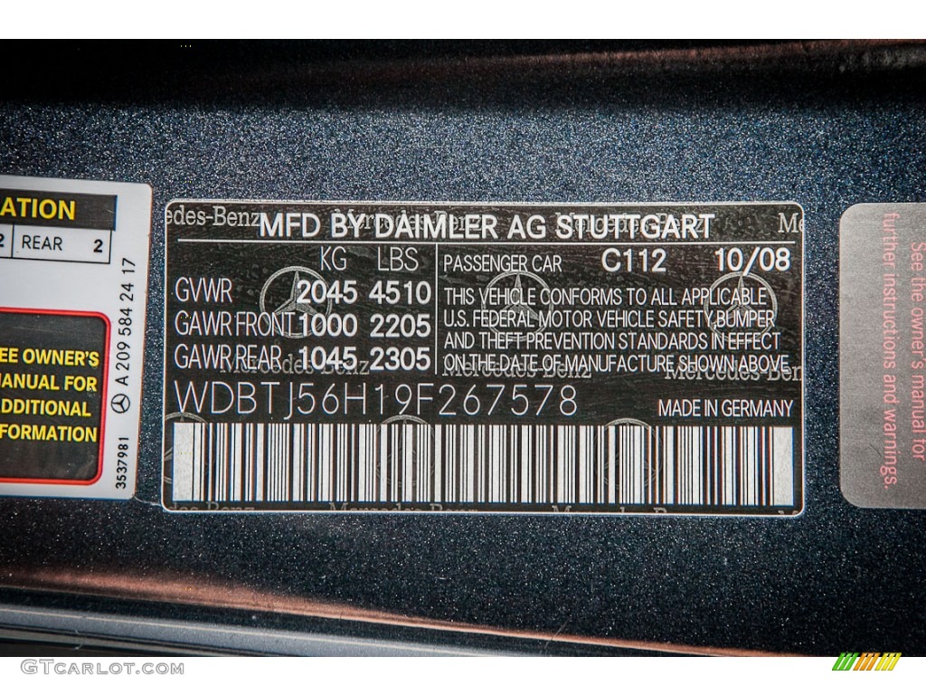 2009 Mercedes-Benz CLK 350 Coupe Color Code Photos