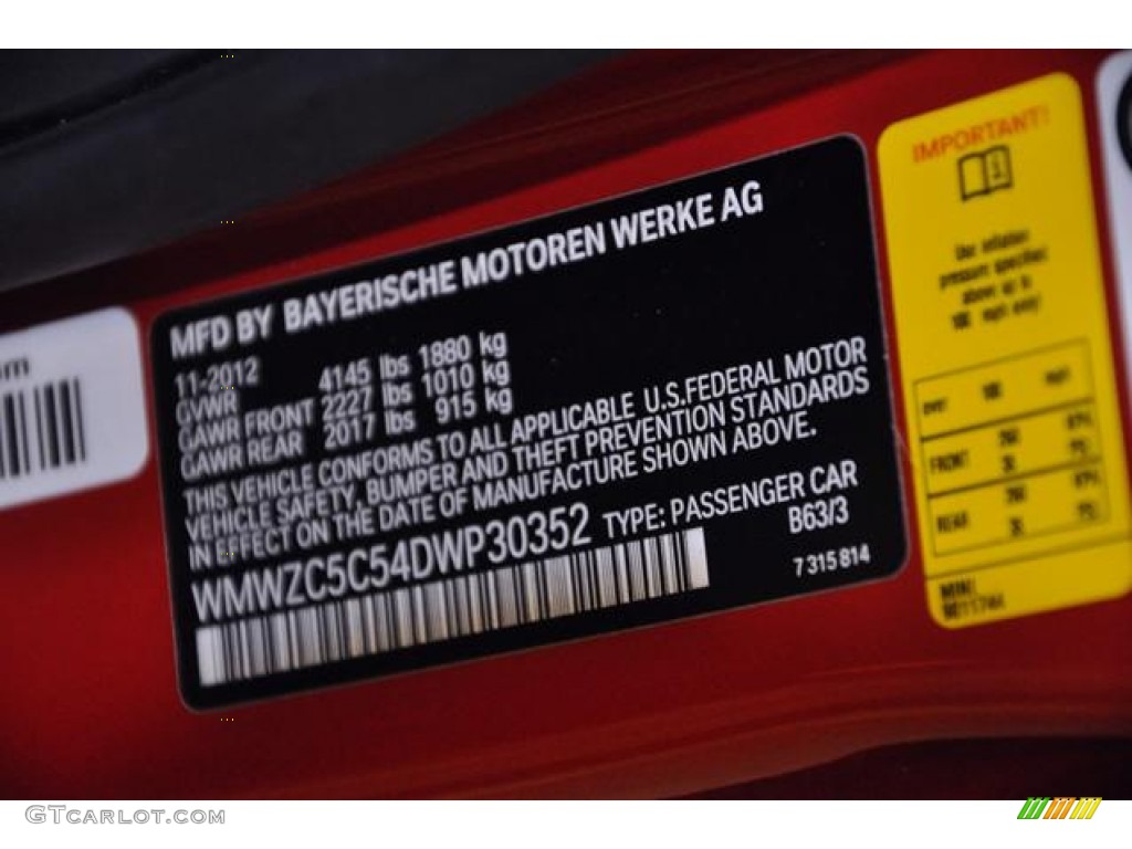2013 Cooper Color Code B63 for Blazing Red Photo #75797368