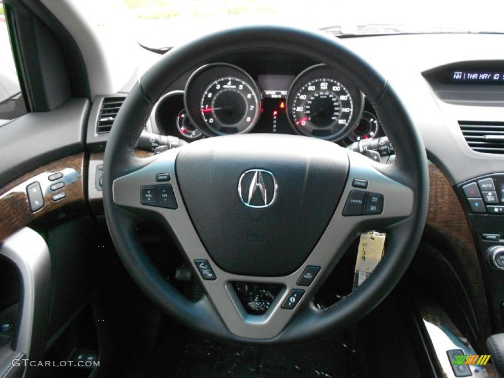 2012 Acura MDX SH-AWD Ebony Steering Wheel Photo #75800329