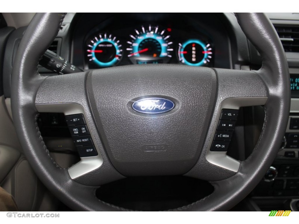 2012 Ford Fusion SEL V6 Medium Light Stone Steering Wheel Photo #75806470